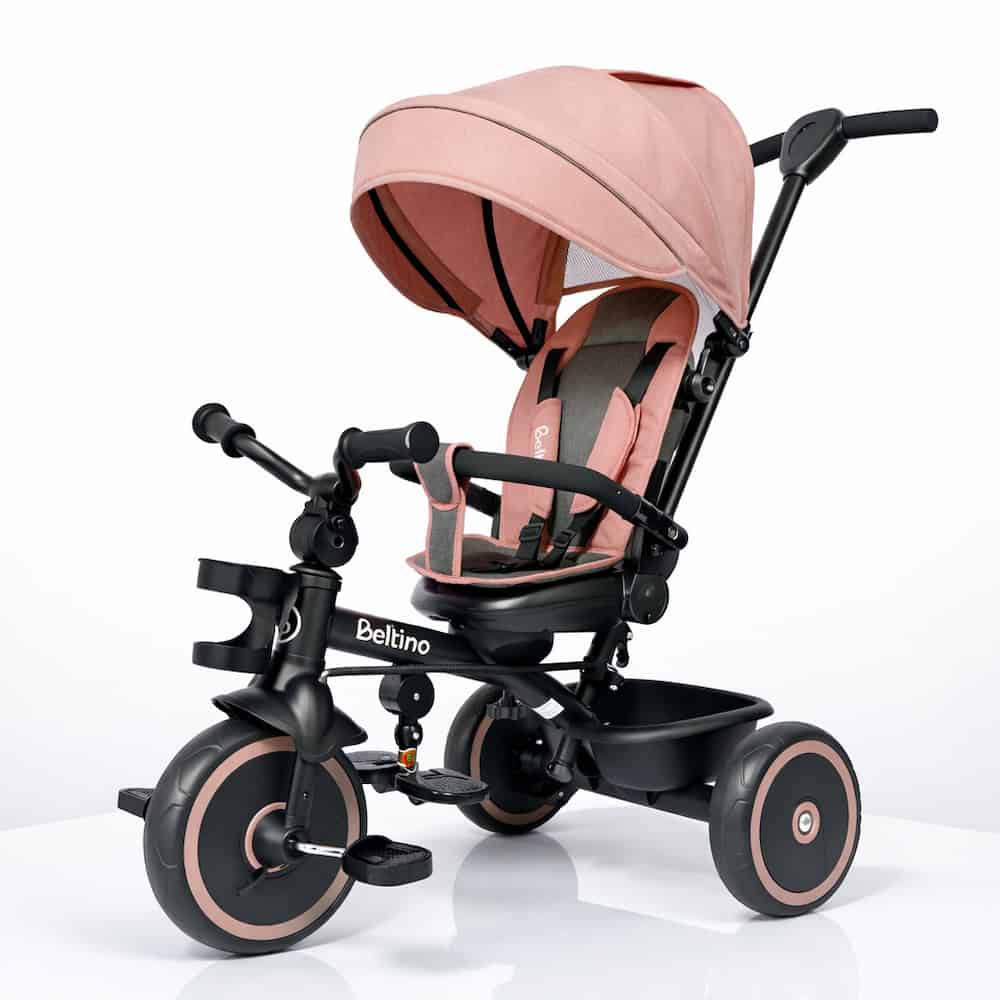 Beltino Nuovo Tricikl sa Rotirajućim Sedištem i Ležećim Položajem - Roze